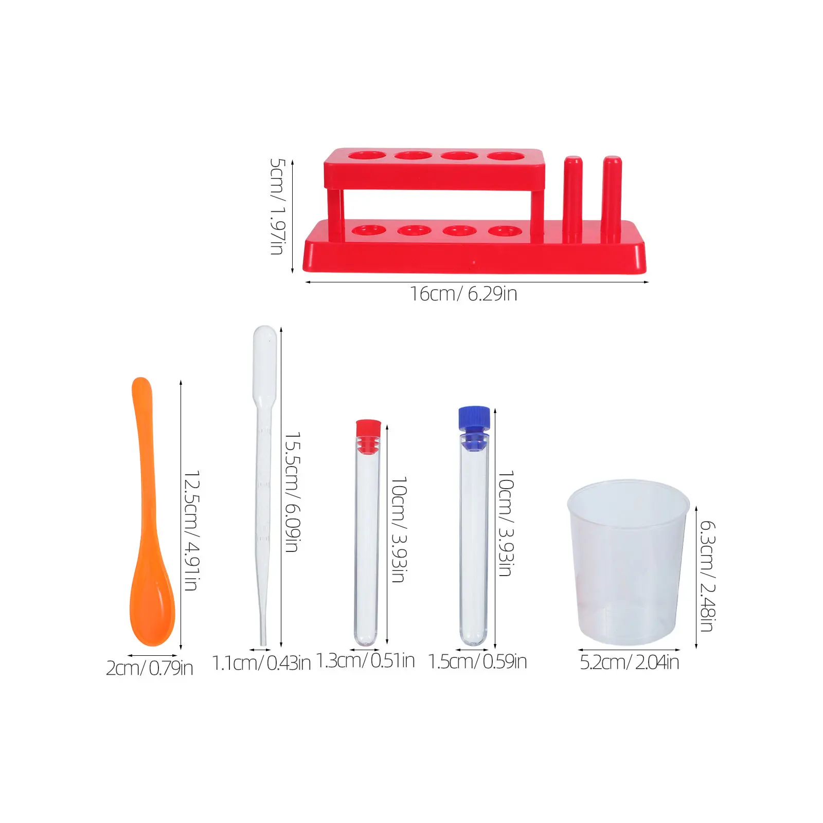 1Set Stem Science Experiment Tubes Plastic Chemistry Test Tubes Rack Sample Spoon Measuring Cup Physics Experiment Kit Home view 6