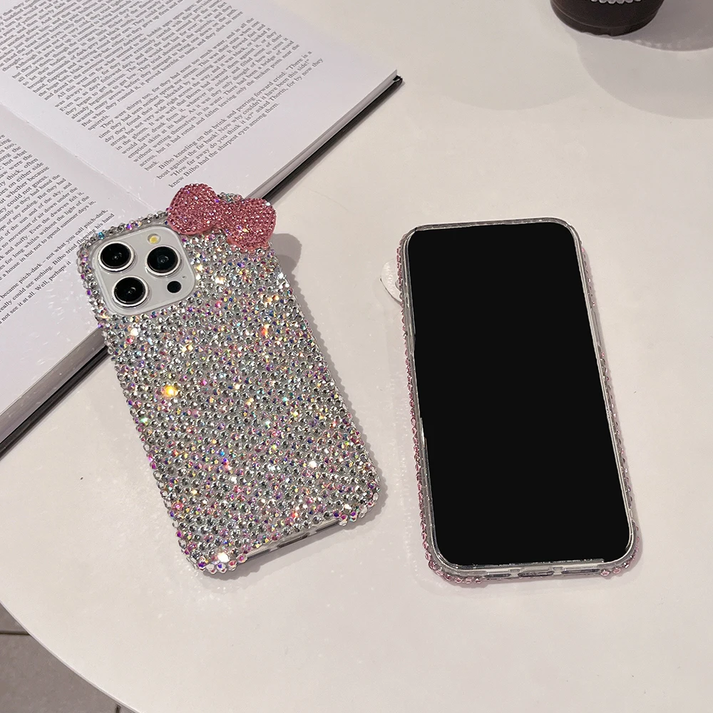 3D Glitzer Schleife Diamant Kristall Handyhülle für iPhone 13 12 15 14 16 Plus 17Pro 18 Pro Max Air 11 Stoßfeste Bling Schutzhülle – Detail 8