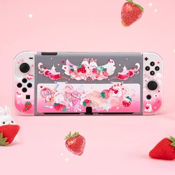 Nintend Switch Oled Case Kawaii Rabbit Pink Case For Nintendo Switch Protective Hard Shell Split Joy-con Cover NS Accessories