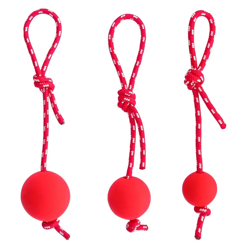 

Y Pet Solid Ball Dog Training Bite Ball Pet Bite-Resistant Threading Rope Rubber Ball