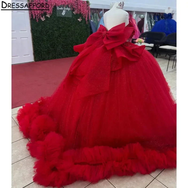 

Красный жемчуг, бисер, кисточка, бант, платья Quinceanera, бальное платье, аппликации, кружево, тюль, складка, сладкий 15, мексиканский индивидуальный заказ