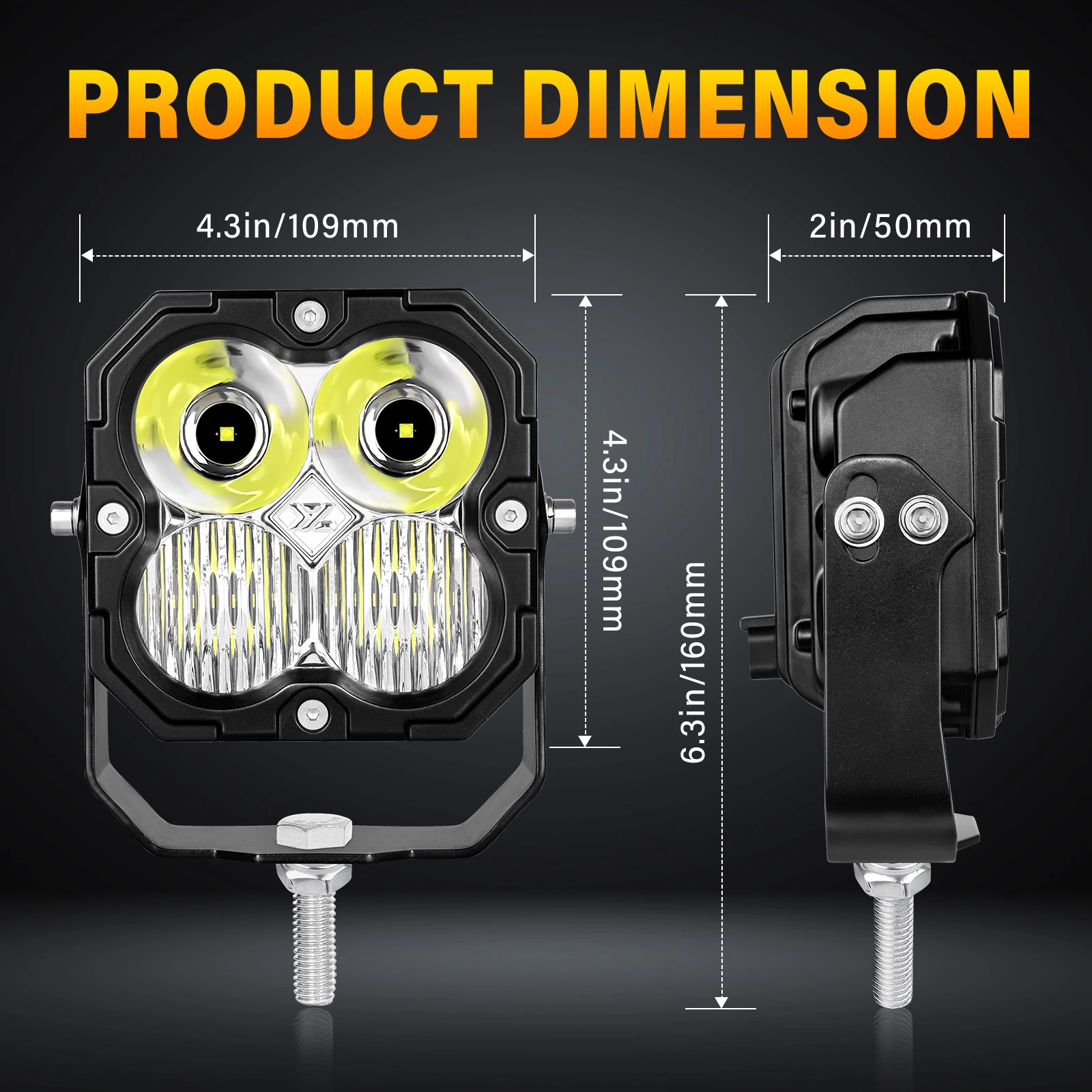 33‘’ 39.5‘’ 46‘’ 52’‘ 30W Cube LED Work Light Spot Flood Combo Beam 5500K Off-Road Driving Lamp for Car ATV UTV Truck Motorcycle