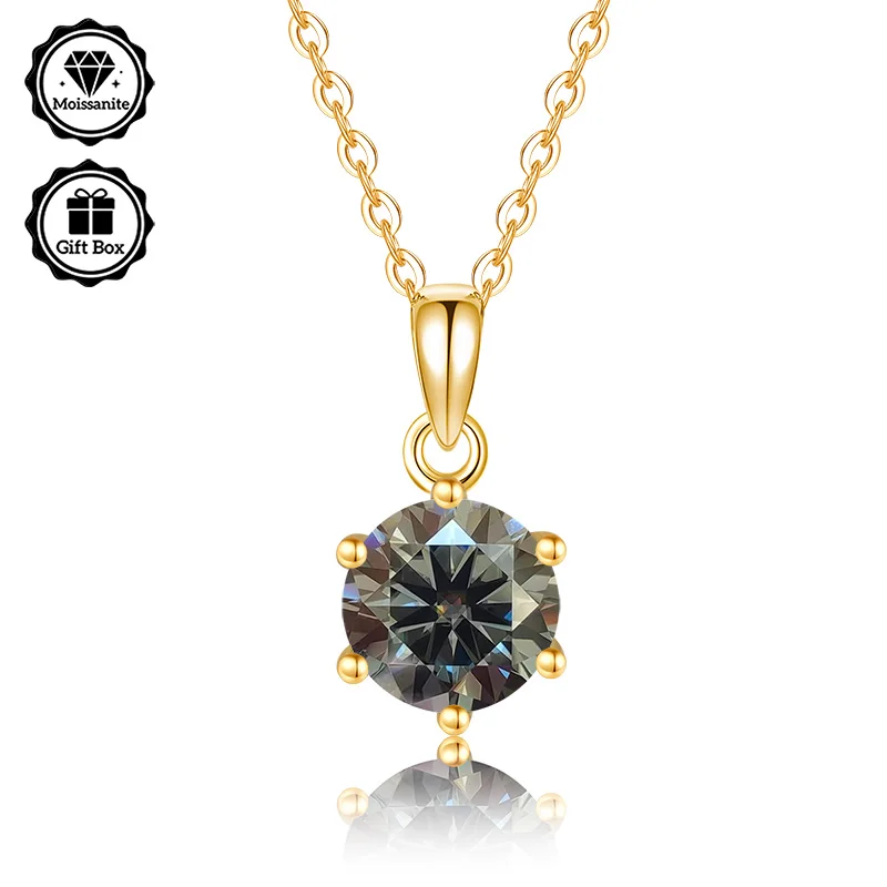 LAMVOICE Schmuck für Damen, 1 Karat Moissanit-Halskette für Damen, hypoallergene Halskette, vergoldet, Weihnachtsgeschenk