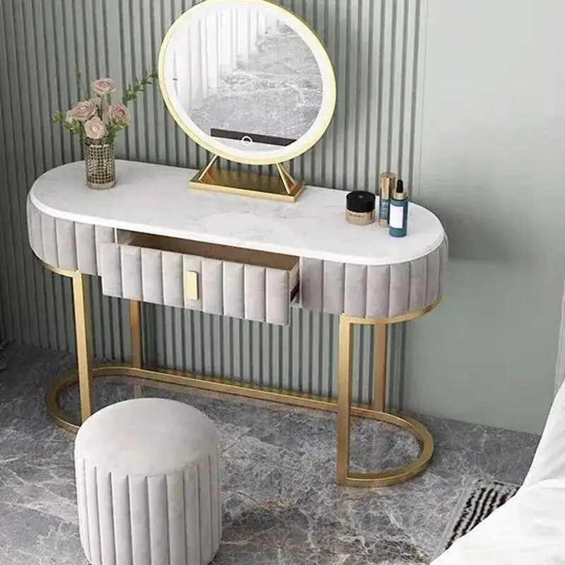 

Gold Gray Storage Vanity Table Aesthetic Make Up Salon Bedroom Dresser Organizer Space Saving Meuble Coiffeuse Bedroom Furniture