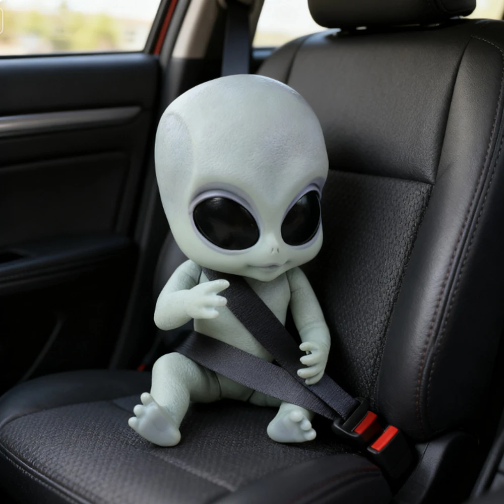 14 polegadas reborn poseable vinil duro alienígena estatueta boneca prata vinil duro colecionável com estilo filme detalhando olhos grandes