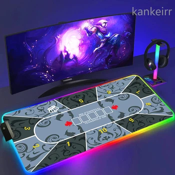 RGB Gamer Desk Mat Texas Holdem Mouse Pad Back Light Led Mousepad Setup Gaming Accessories Deskmat Big Mousepepad With Backlight