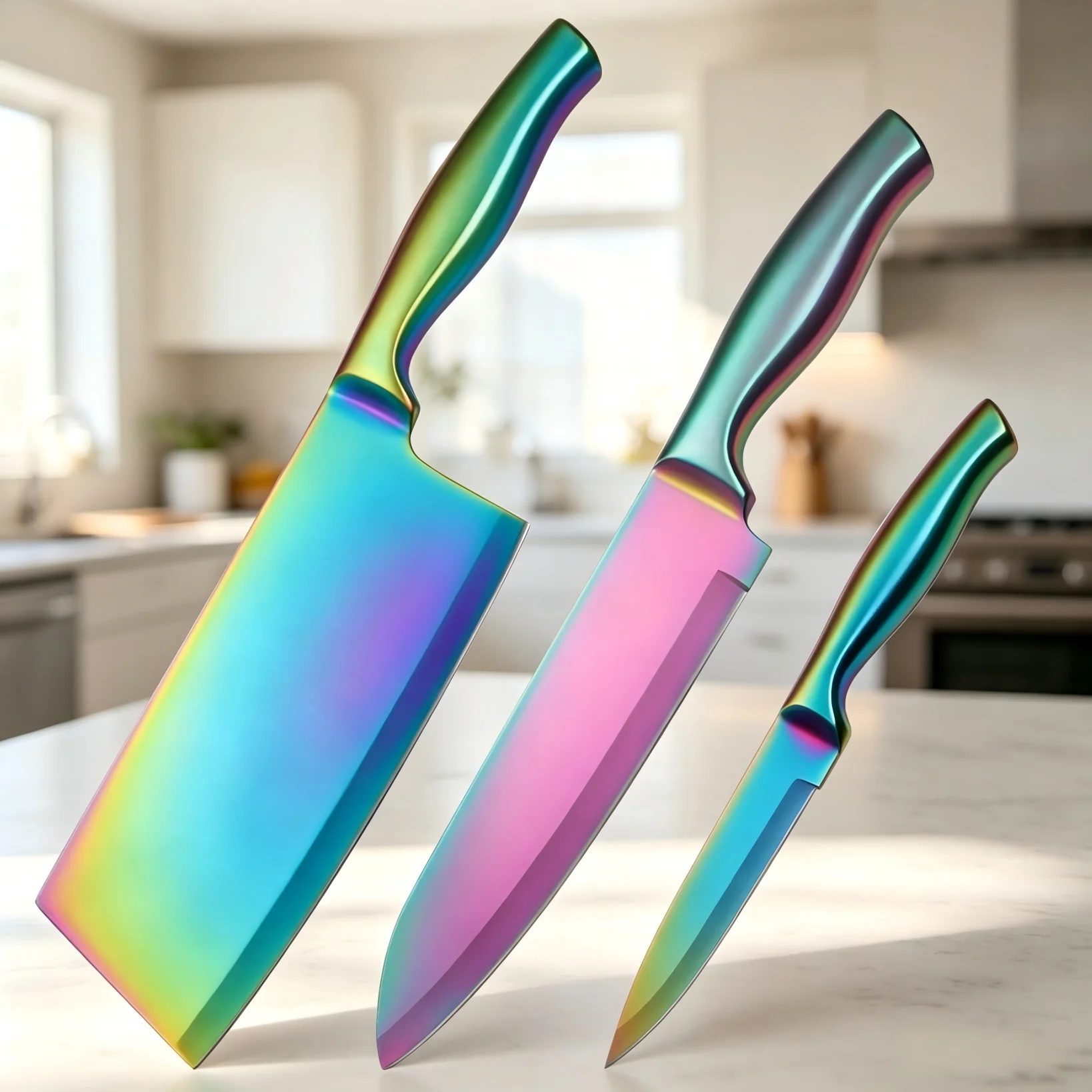 XITUO Rainbow Coated Kitchen Knives,1-3PCS Set Color Titanium Chef Knife Stainless Steel Cutting Tools for Vegetable,Meat,Fruit