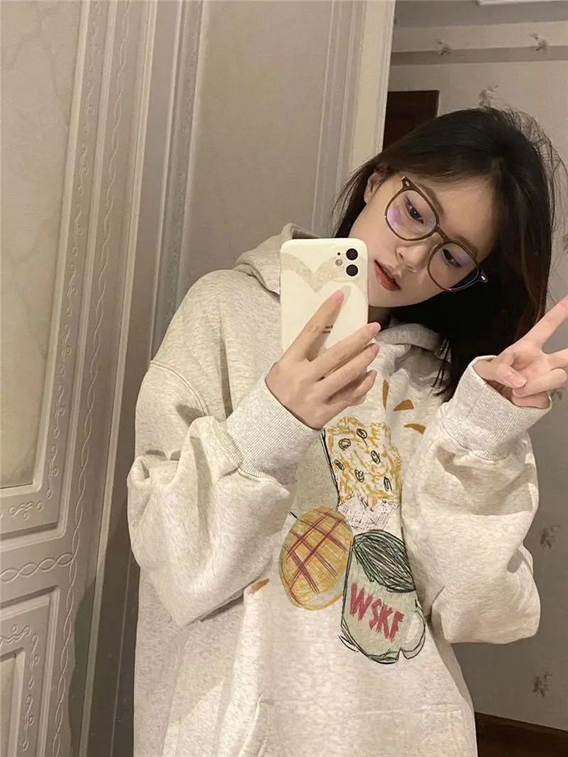 بلوزة من الصوف مع قبعة ملابس الربيع النسائية الخريف خمر الأوروبية الأمريكية المتخصصة الجمالية جيوب كبيرة Y2K دائم جميل