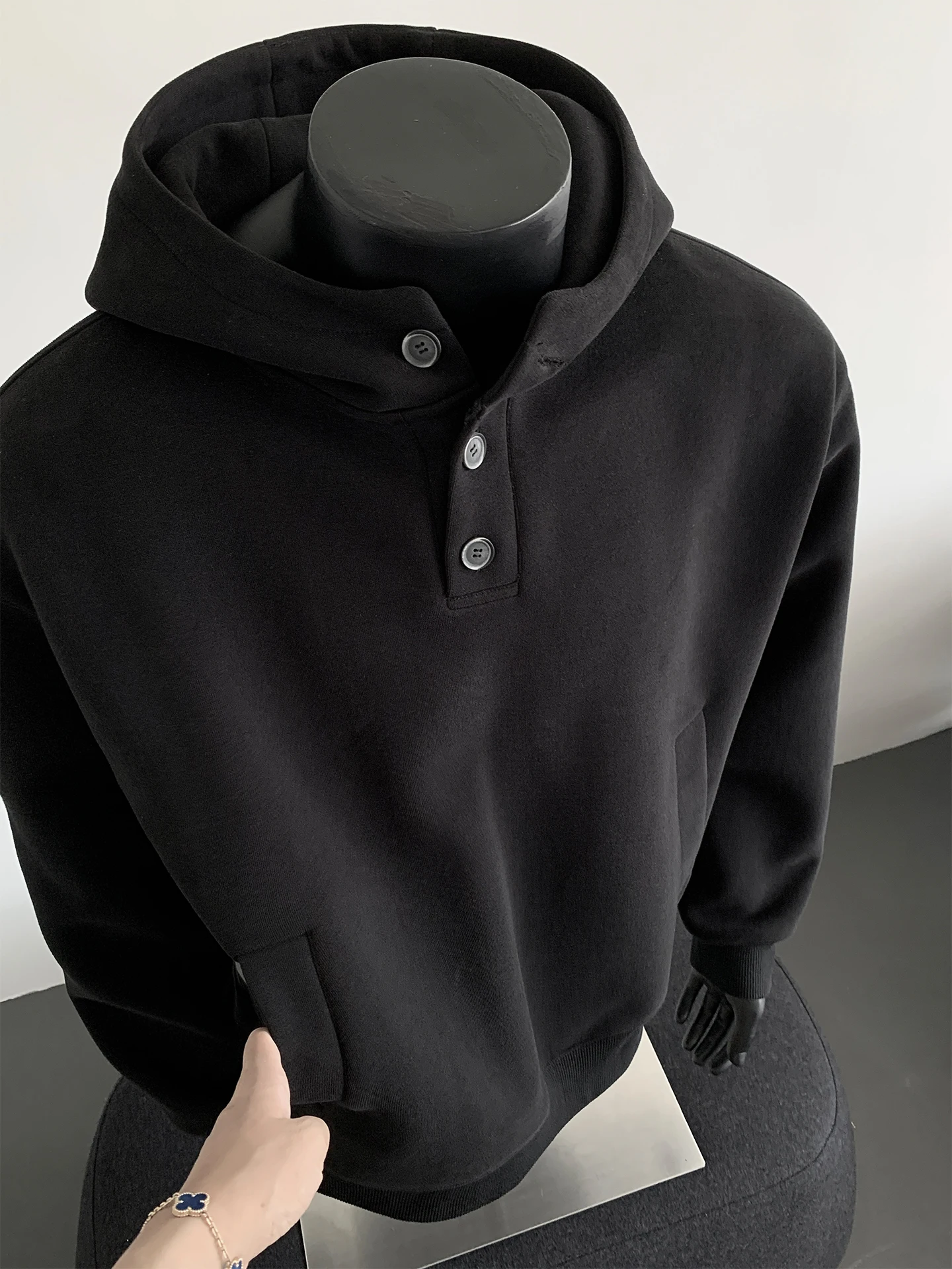 

Bla Hoodie Men's Winter Casual Sle Heavyweight American Fit Loose Long Sve Sweatirt with Zipper Hooded Jaet
