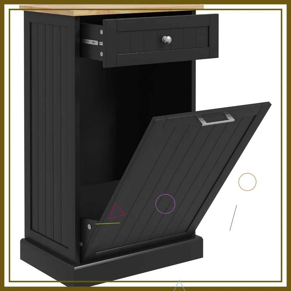 

Навесной шкаф для мусорных баков с выдвижным ящиком, отдельно стоящий контейнер для раздельного сбора отходов для кухни, черный