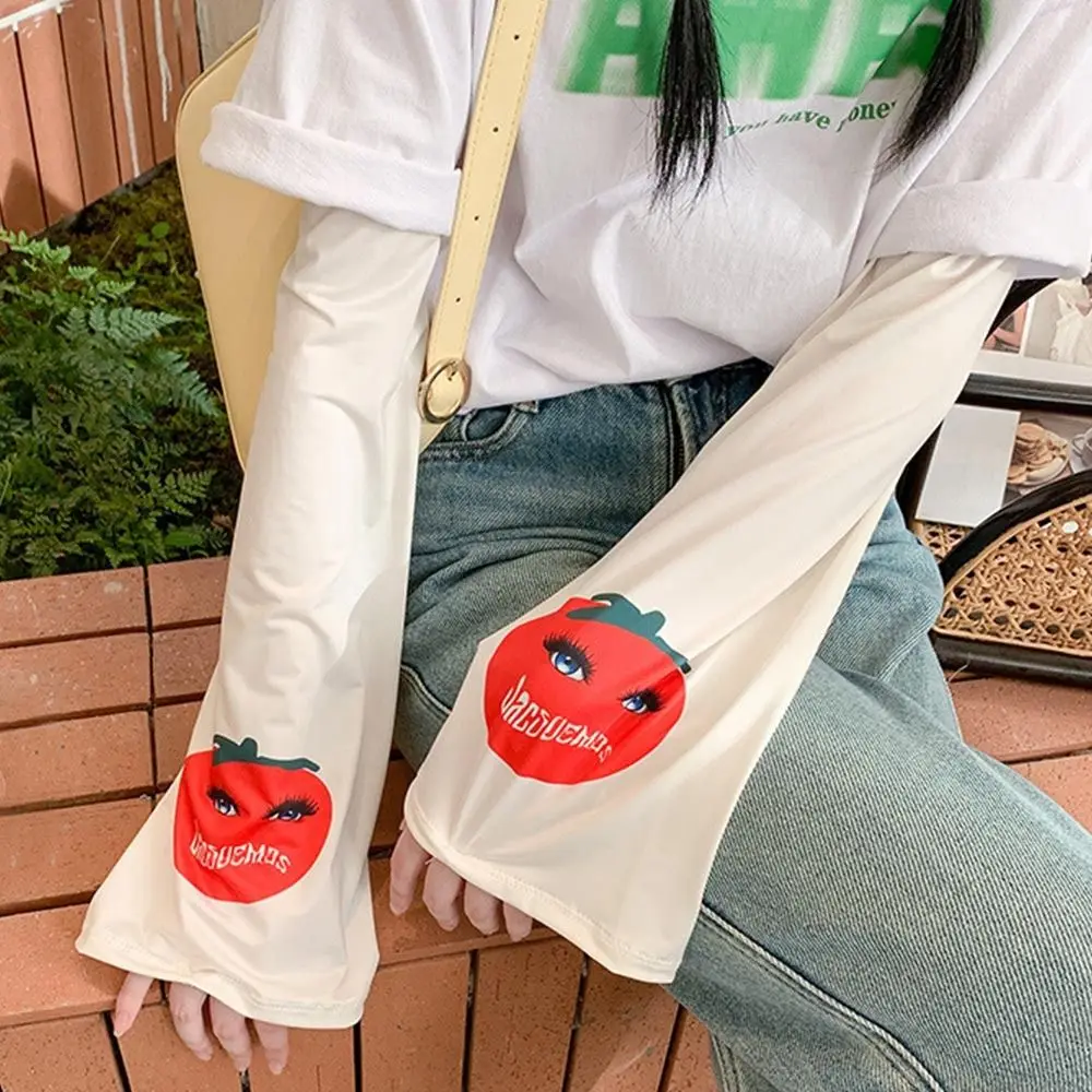 Sun Protection Women's Loose Arm Sleeves Summer Cooling Fashion Cute Sunscreen Arm Cover Breathable Mittens