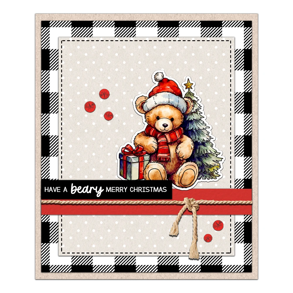 Mangocraft Cute Bears Christmas Gifts Cutting Dies Clear Stamp DIY Scrapbooking Metal Dies Silicone Stamps For Cards Xmas Decor