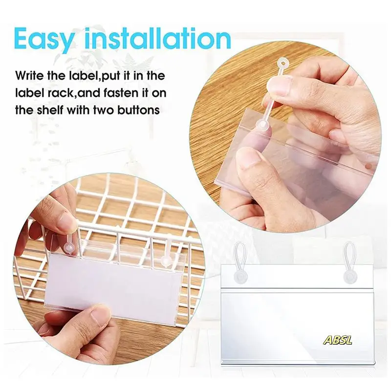 240Pcs Plastic Basket Label Holders Price Tag Ticket Hanger Clips With Button Design Lock Closure For Market Grocery