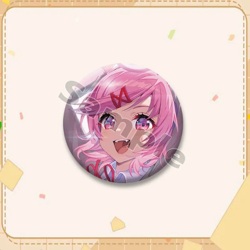 Cartoon-Spielfigur Sayori Anstecknadel Kawaii Anime-Mädchen Button-Pins Handgemachte Runde Schmuck-Brosche Sammlerstücke Geschenke