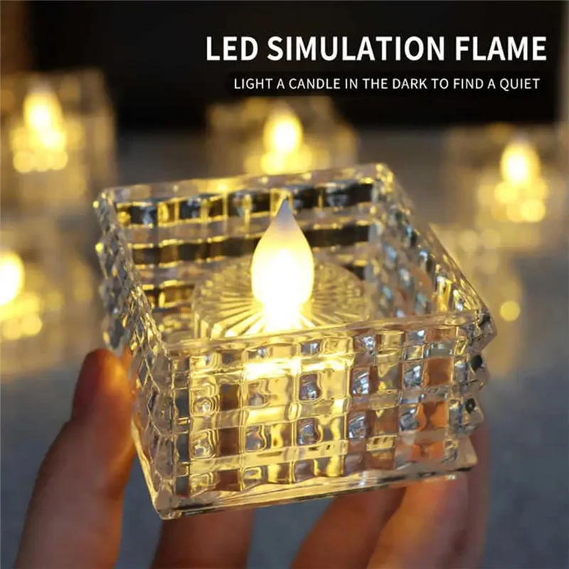 Velas de piojos, 6 uds., luces Led de té en forma de cubo, velas eléctricas sin llama, decoraciones falsas para el hogar para bodas y Halloween
