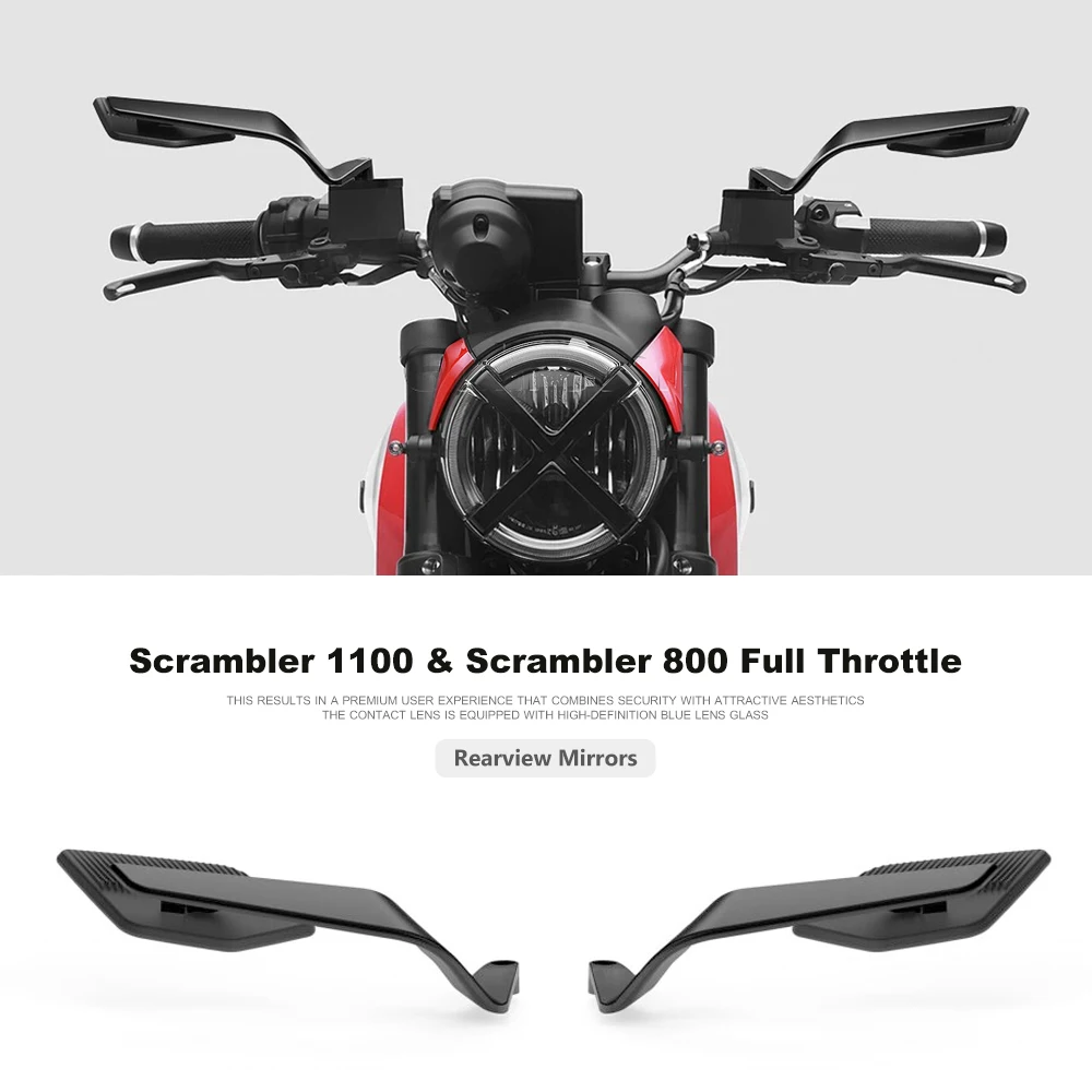 

For Ducati Scrambler 1100 Pro Scrambler 800 Nightshift Icon Dark Motorcycle Mirror Wind Wing Adjustable Rotating Rearview Mirror