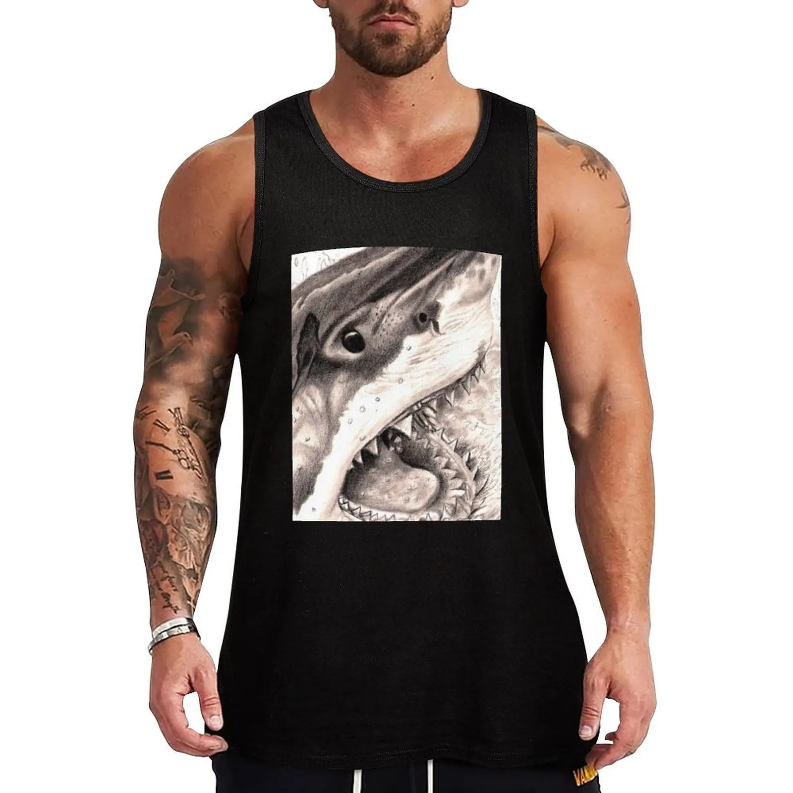 Great White Shark Tank Top Text Print Tank Top Letter Graphic Casual Sleeveless