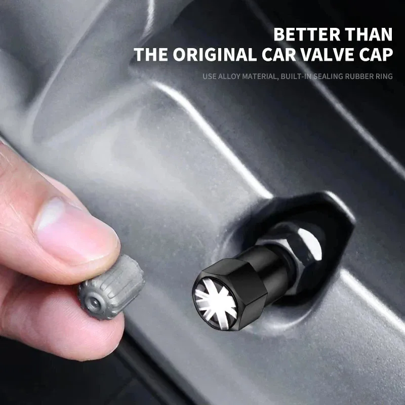 4Pcs/Set Car Tire Valve Caps Wheel Valve Cap Auto Tyre Air Valve Stem Caps Dust Cover for F1 UK Flag Car Vehicles Styling view 3