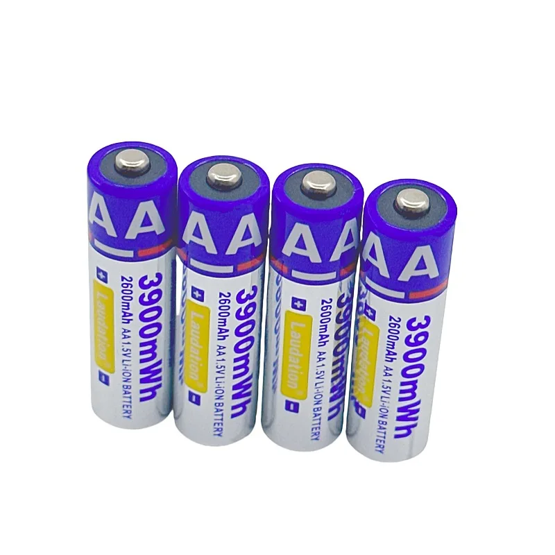 New 1.5V AA 2600mAh Rechargeable Li-ion Battery for Remote Control Mouse Small Fan Electric Toy Battery USB Type-C Charging