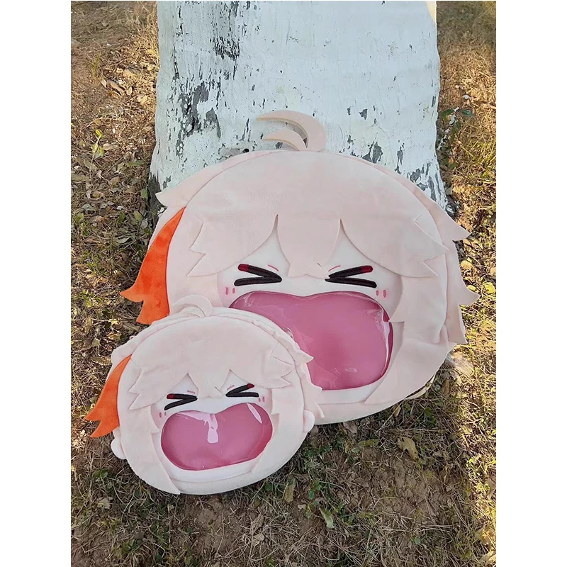 

Anime Game Cos Kaedehara Kazuha Big Mouth Transparent Display Plush Cute 35x37cm Backpack 18x19cm Crossbody Pain Bag Gift