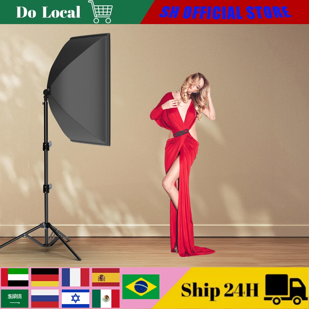 Комплекты освещения софтбокса для фотосъемки 50x70 см, профессиональная световая система с лампами для фотосъемки E27, оборудование для фотостудии