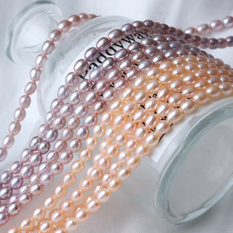 

4.5-5mm High-Quality Rice-Shaped Colored Natural Freshwater Pearl Semi-Finished Beads for Jewelry Making DIY Necklace Bracelet