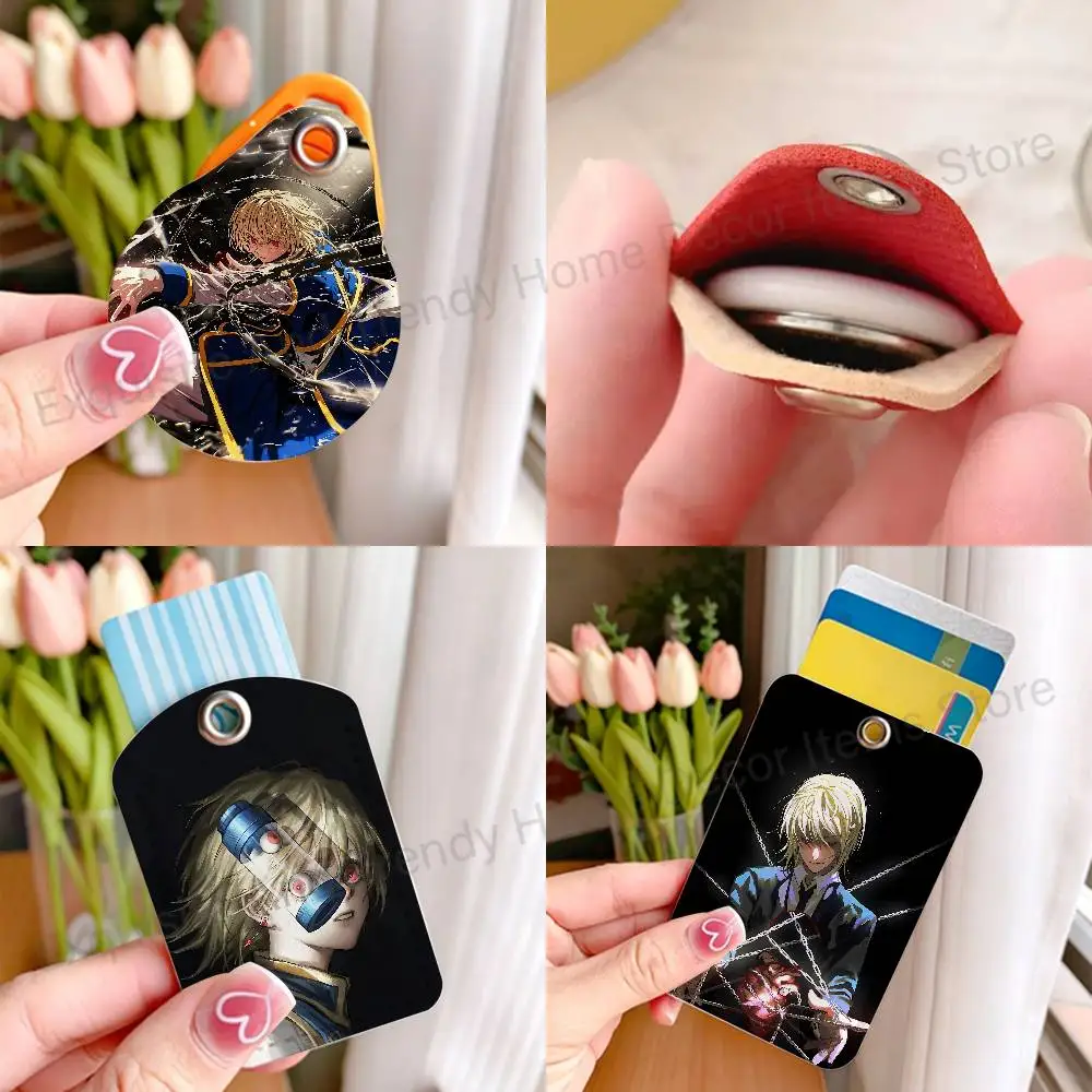 Cute K-Kurapika Card Holder Keychain Key Air Tag Ring Door Lock Access Protective Case For Security Gift