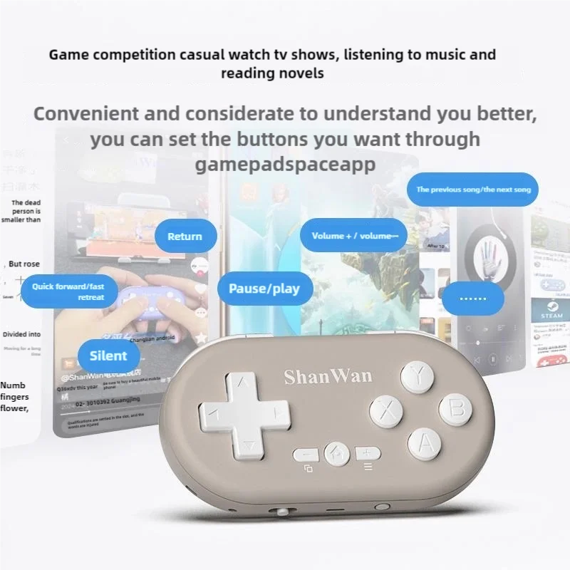 ShanWan Mini Gamepad Q36 xkv Portable Bluetooth/Wired Game Controller For PC Android & IOS Cross-Platform Pocket Game Controller