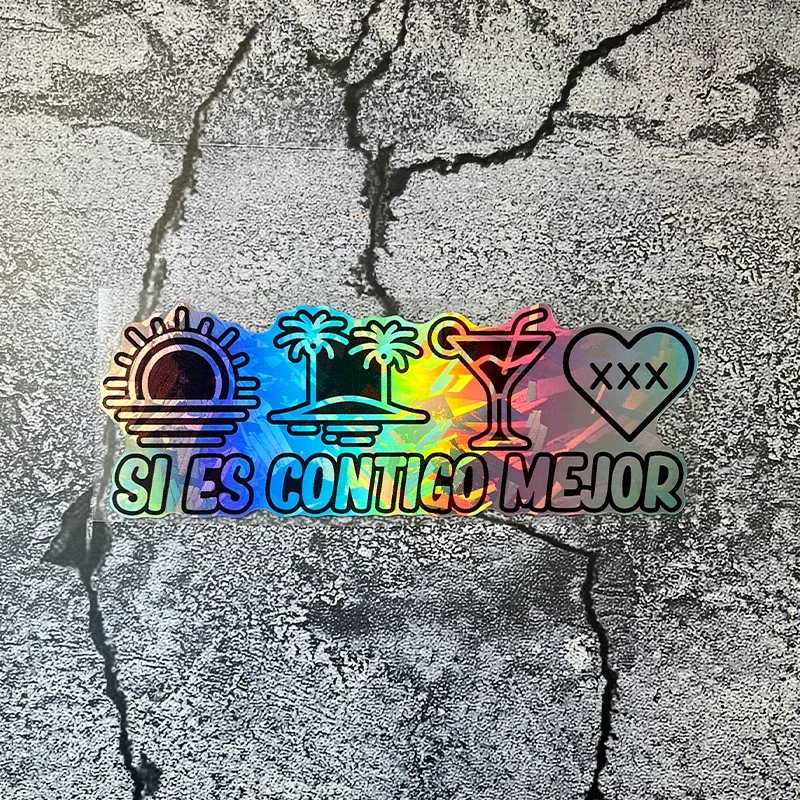 قطعة واحدة من ملصق الثنائي المجسم والأسود "Si Es Contigo Mejor" - فينيل ممتاز لأجهزة الكمبيوتر المحمول والهاتف والسيارة - ديكور أنيق قابل للإزالة #5