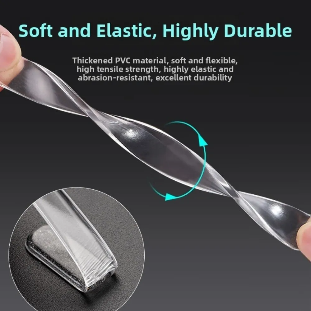 20PCS Silicone Self Adhesive Bumpers Transparent 5.91 X 0.59 X 0.08in Cabinet Door Bumper Sticky Rubber Anti Collision