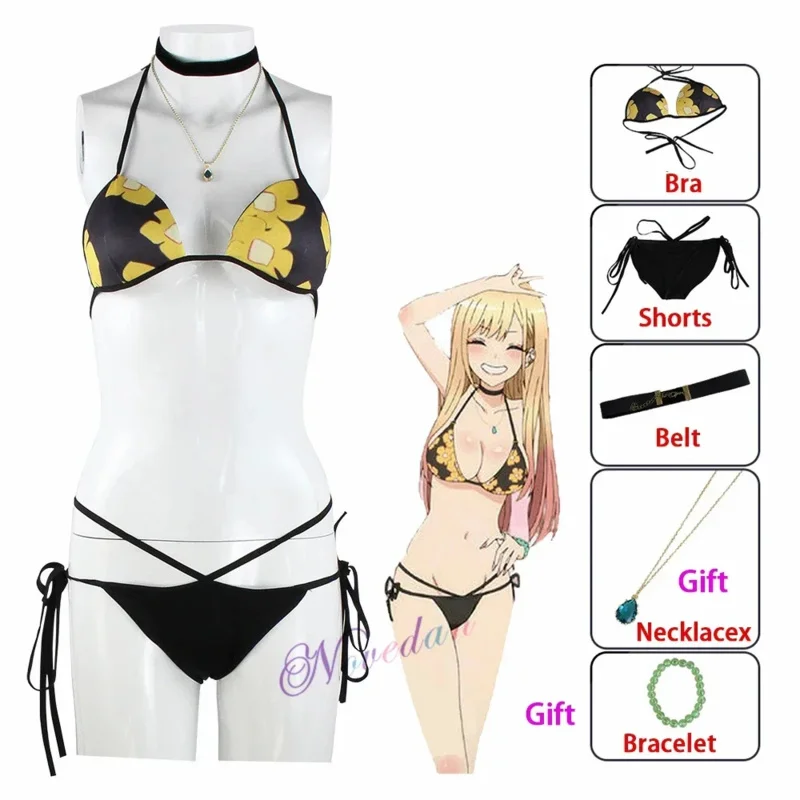 Traje de baño Cosplay de CyMarin Kitagawa, disfraz de Anime My Dress Up, disfraz de Darling, Bikini para mujer, vestido elegante de playa, traje de fiesta