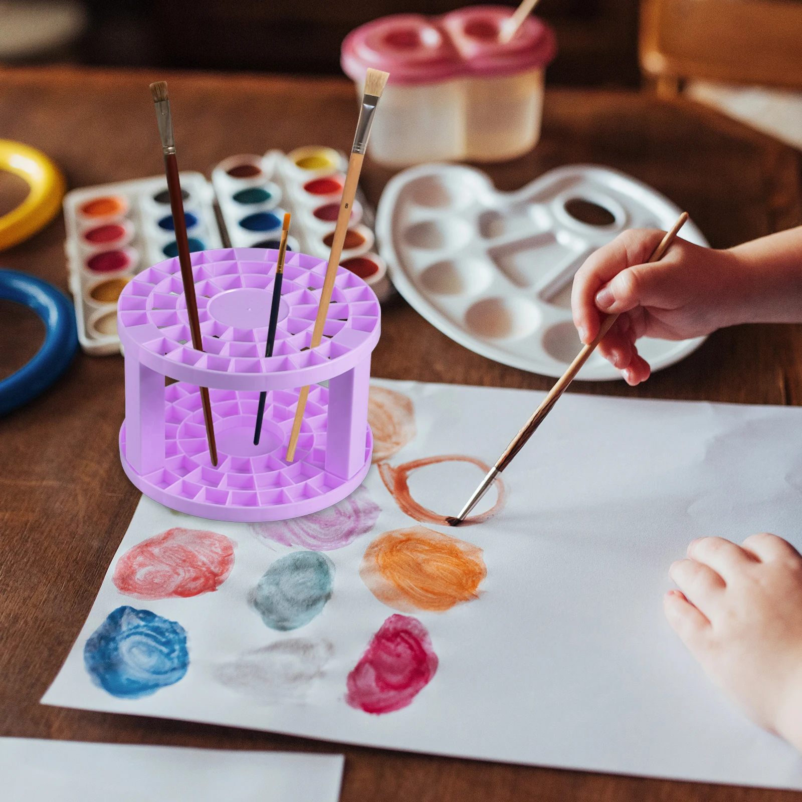 

Plastic Pen Holder Purple Children Painting Brush Rack Storage ganizer Case Watercolor Marker Student Teacher Art Supply Box