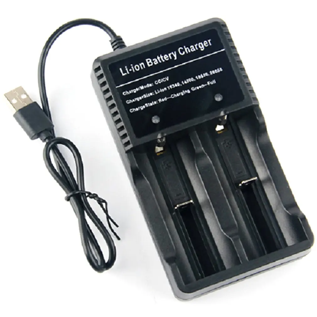 18650 2 Slot Charger Li-Ion Battery 4.2v USB Independent Charging Portable Electronic 18650 26650 14500 16340 Battery Charger