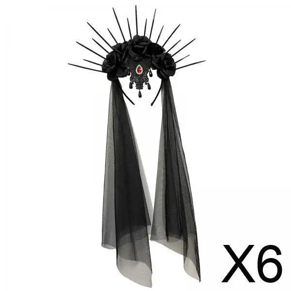 

Halloween Black Mesh Gothic Headband Retro Crown Headdress for Masquerade Dress Up Women Girls Hair Accessories Wedding Bridal
