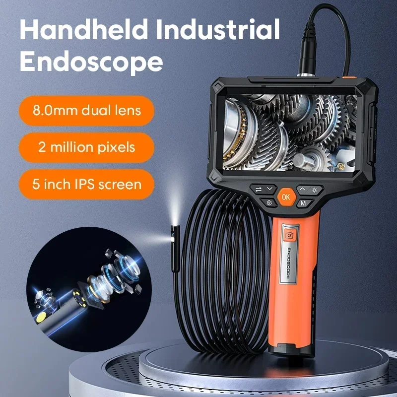 Anesok G51-B Handheld Portable Video Endoscope Sewer Inspection Camera Recordable 5 Screen Digital Borescope Endoscope Camera