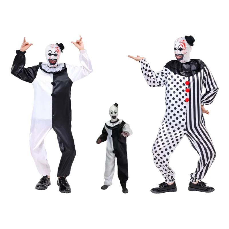 

Terrifierr Cosplay Costume Female/Male Horror Carnival Party Skin-Tight Black White Killer Clowns Jumpsuit for Halloween Costume