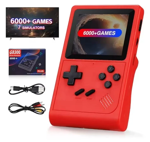 GB300 Portable Handheld Game Player 3.0 inch Screen TV Video Game Console AV Output Retro Game Console Built-in 8G 6000+ Games