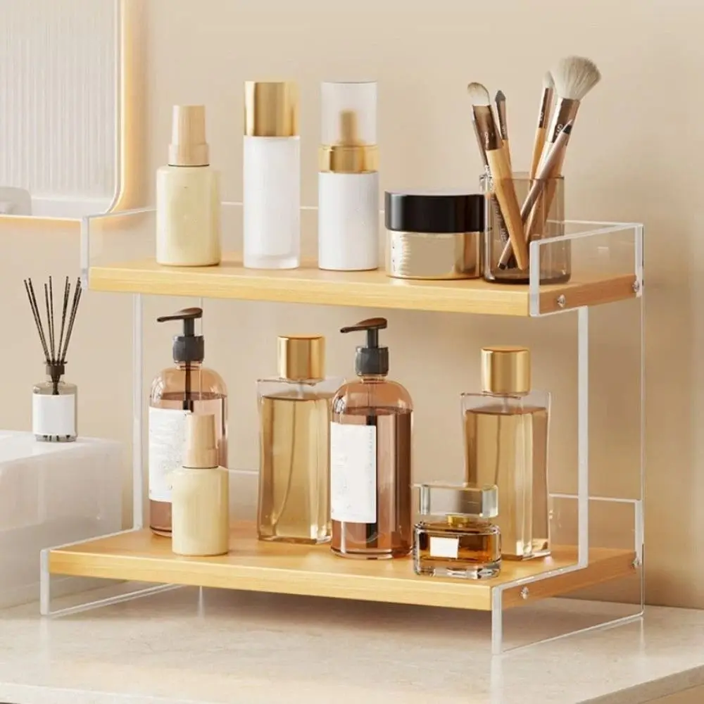 

Multi-layer Design Bathroom Storage Shelf Durable Material Large Storage Space Counter Storage Shelf Layered Design