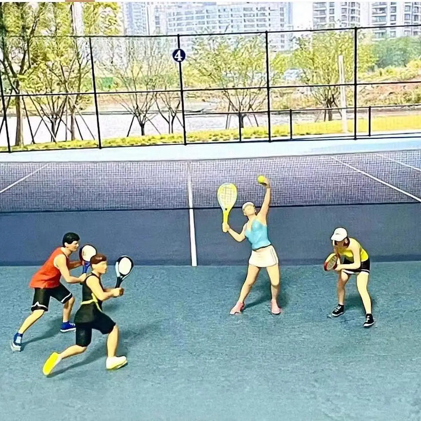 4x 1:64 Miniature Figures Tennis Ornaments Photography Props Collectibles Decoration Tiny DIY Projects Mini People Figurines