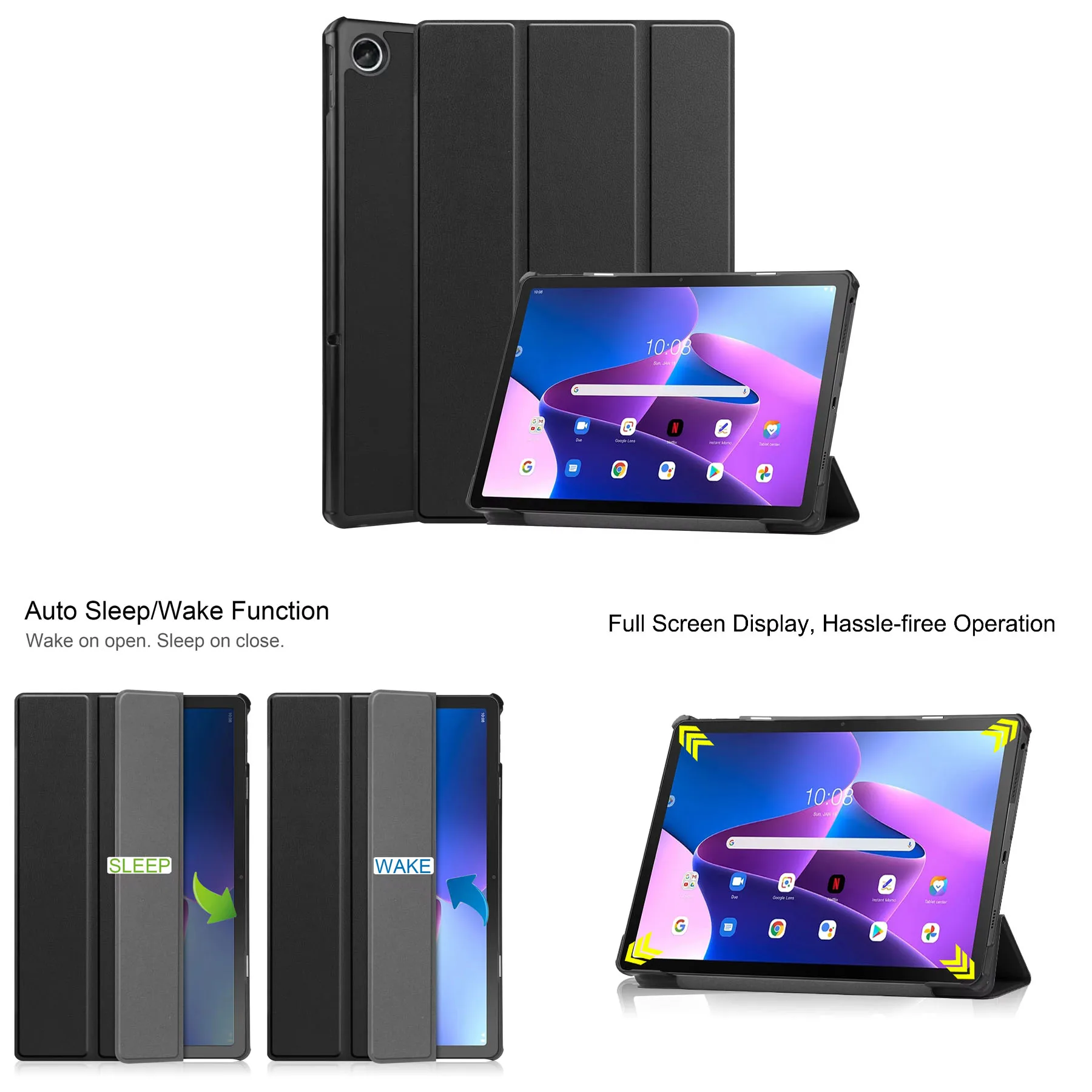 

PU Leather Case For Lenovo Tab M10 Plus (Gen 3) TB-125F TB-128F Xiaoxin Pad 2022 10.6" K10 Pro TB223FC Tablet Ultra Slim