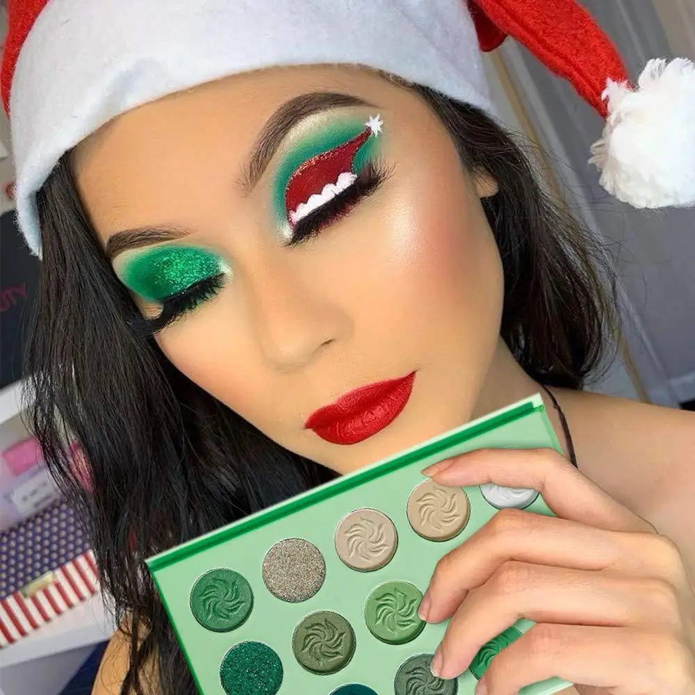 Neutrale 15-Lidschattenplatte im Weihnachtsstil, matte Perlenfarbe, Performance-Bühnen-Make-up