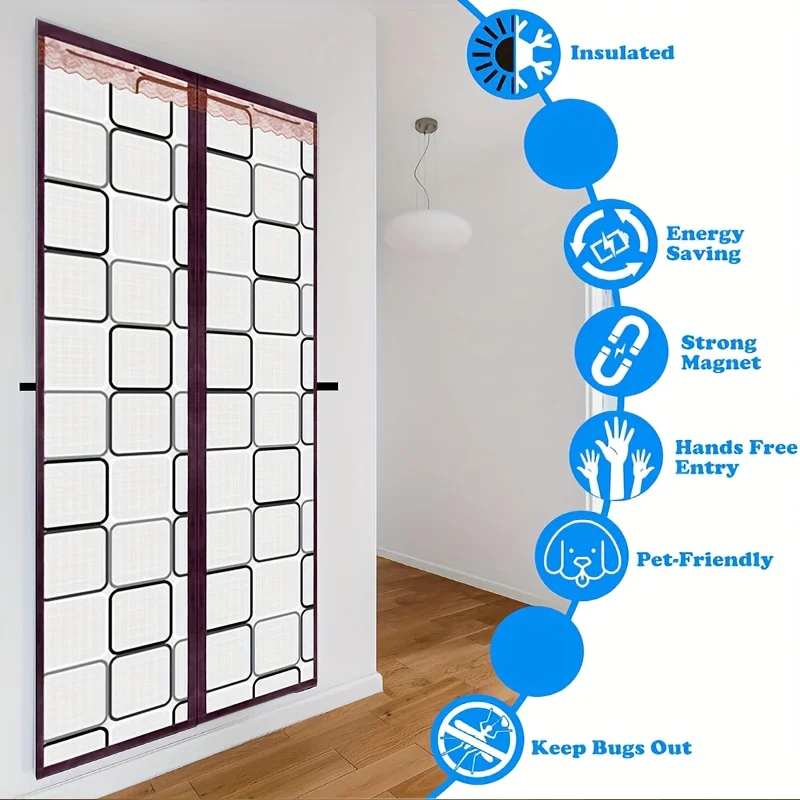 EVA Magnetic Door Curtain No-Drill Installation, Thermal Insulated & Windproof, Winter Privacy & AC Barrier for Kitchen&Bedroom