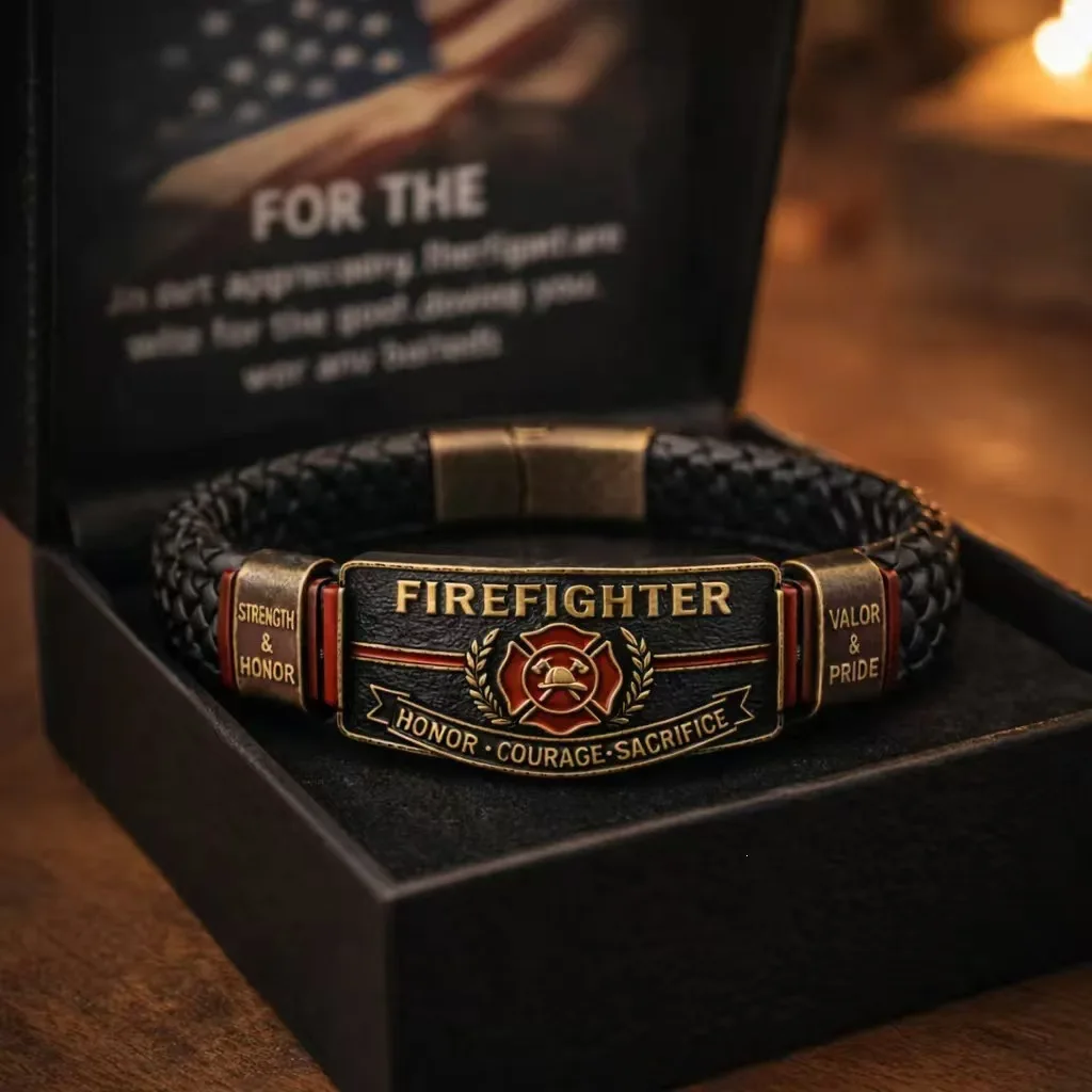 The New Firefighter Honor Woven Bracelet Is Selling Well, Featuring A Vintage Two-color Carved Woven Wristband
