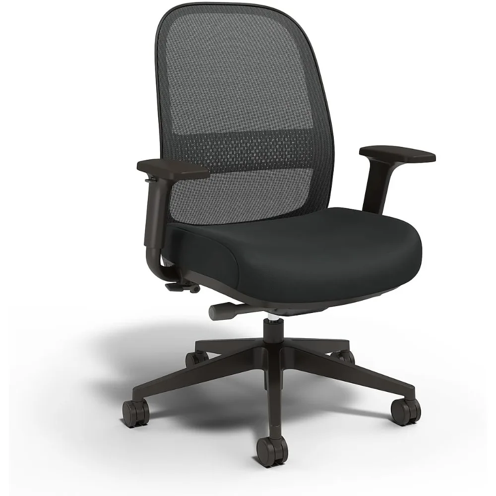 Workplace 2.0 Bedford Ergonomic Office Desk Chair, Breathable Mesh Back & Fabric Swivel Seat, Adjustable Height, Lumbar