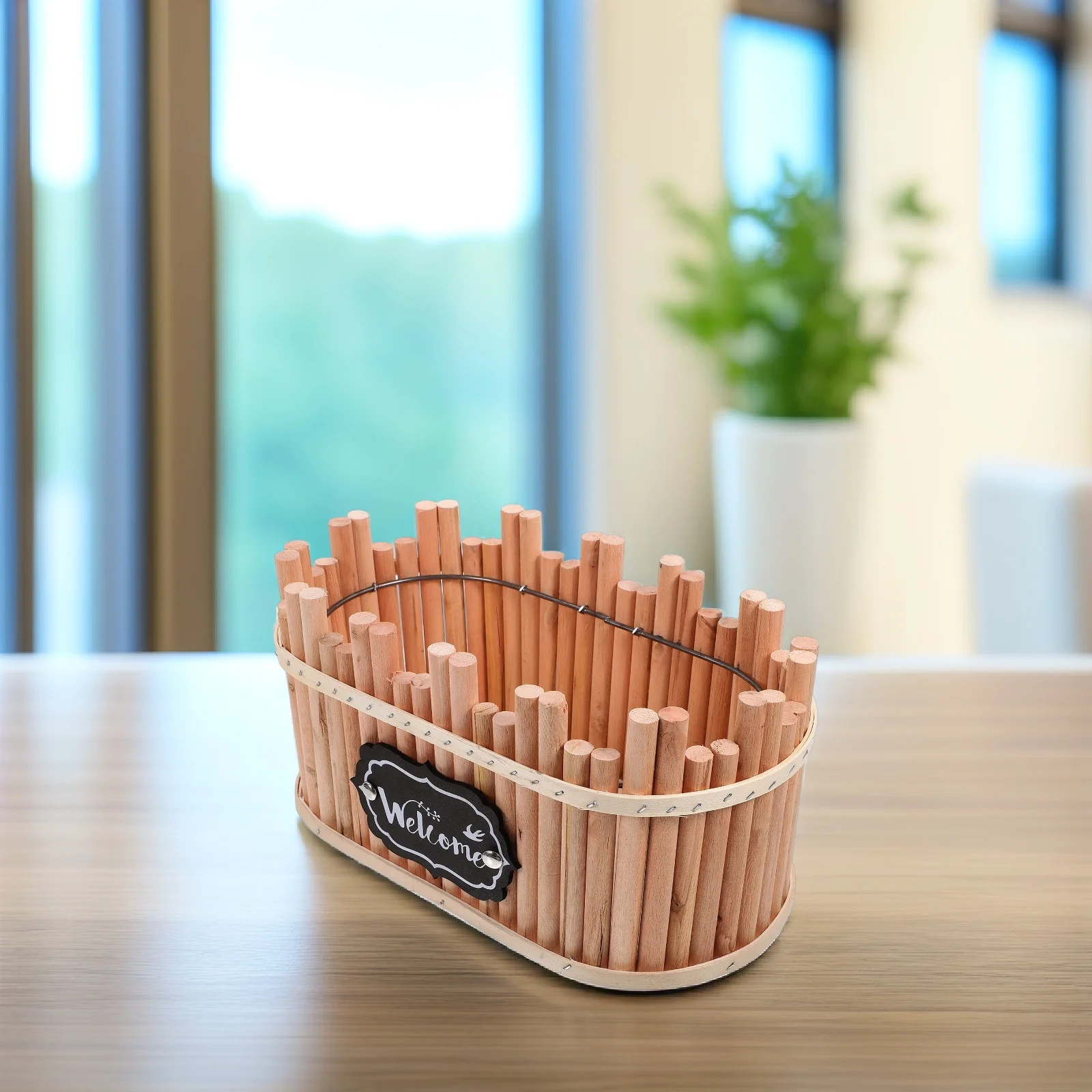 

Solid Wood Beige Succulent Plant Pot Windowsill Flower Planter Wooden Planter Garden Decor Retro Style