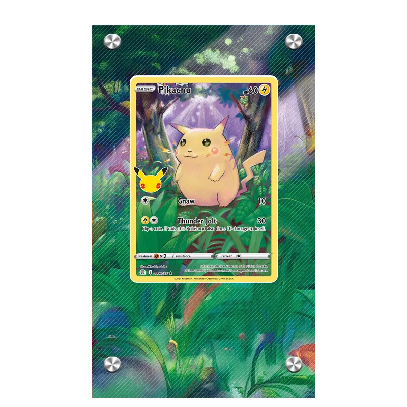 Tarjeta de Pokémon 25 ° aniversario de Pikachu, vitrina de pintura extendida, tarjeta de colección de juegos, estante de exhibición acrílico de escritorio, regalo