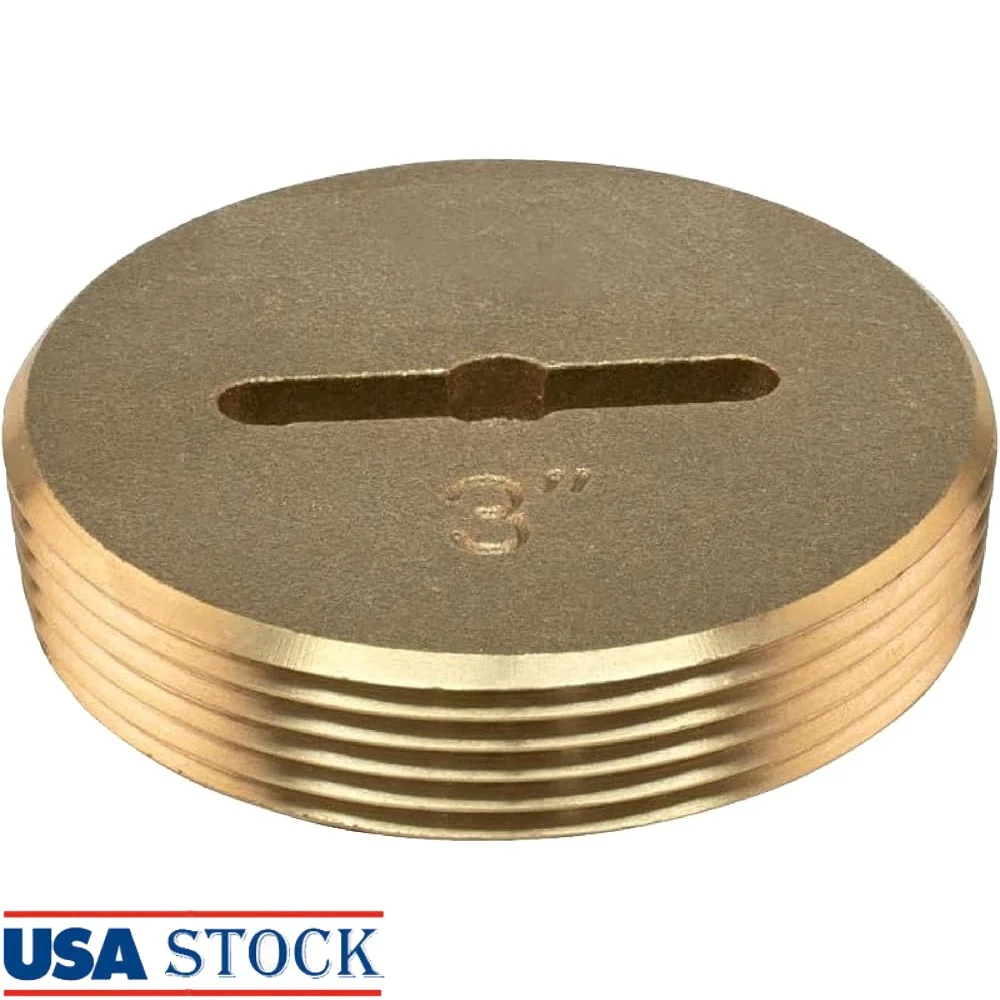 3 Inch Brass Cleanout Plug Universal Drain Waste Vent Installation Machine Threaded Easy Maintenance 1/4 Inch Screw Connection