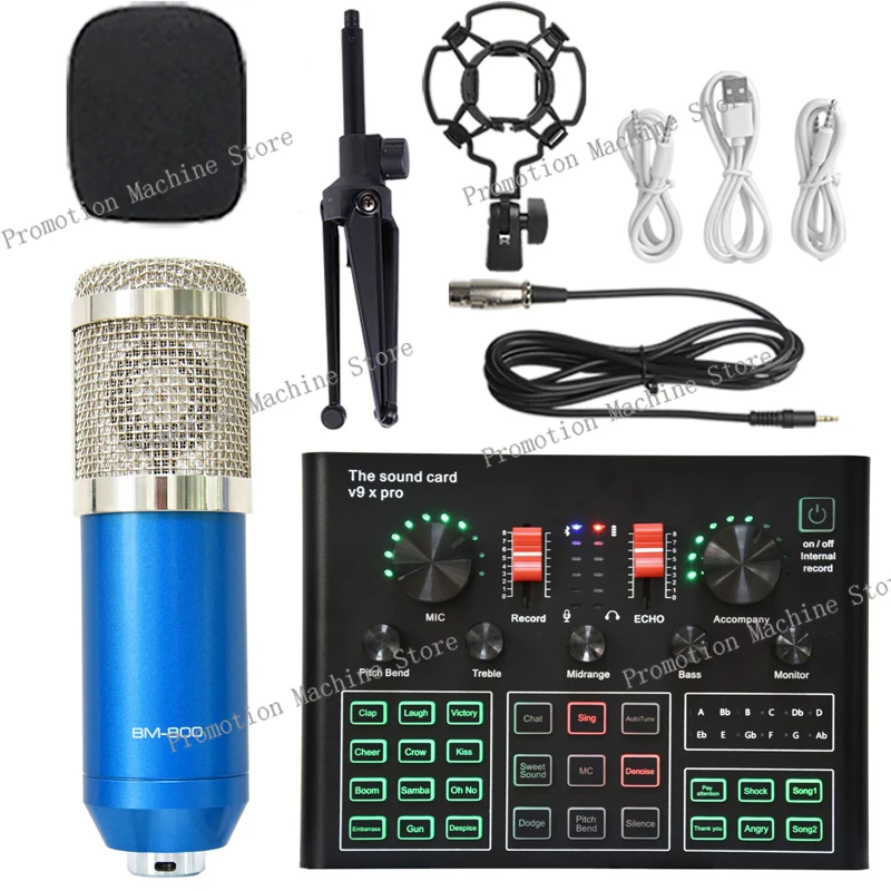 V9XPro Sound Card Studio Mixer Singing Noise Reduction Microphone Voice BM900 Live Broadcast Phone Computer Record V9X Pro USB