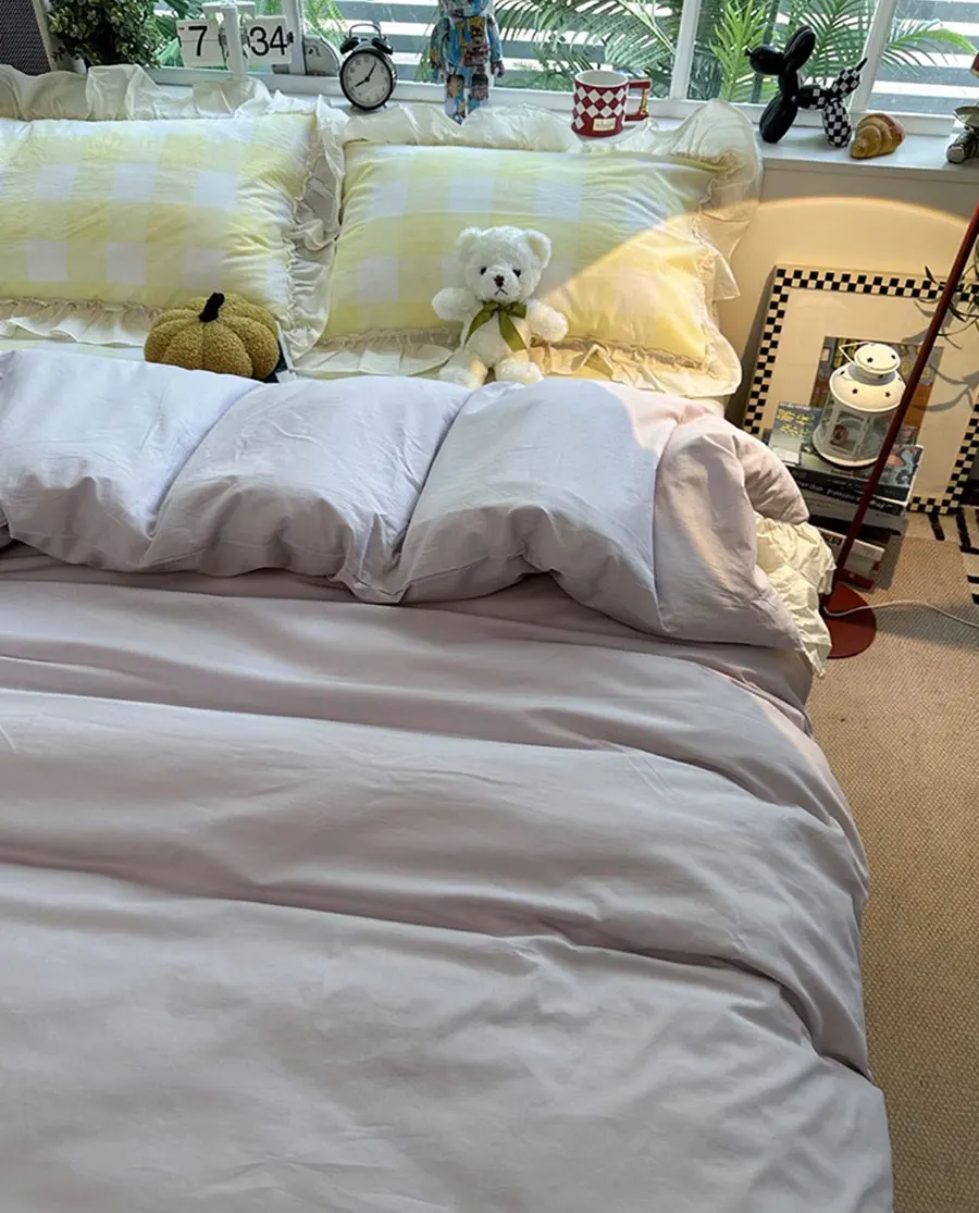 

Sweet cute fairyfair purple yellow green bedding set,twin full queen king cotton home textile bed sheet pillow case quilt cover