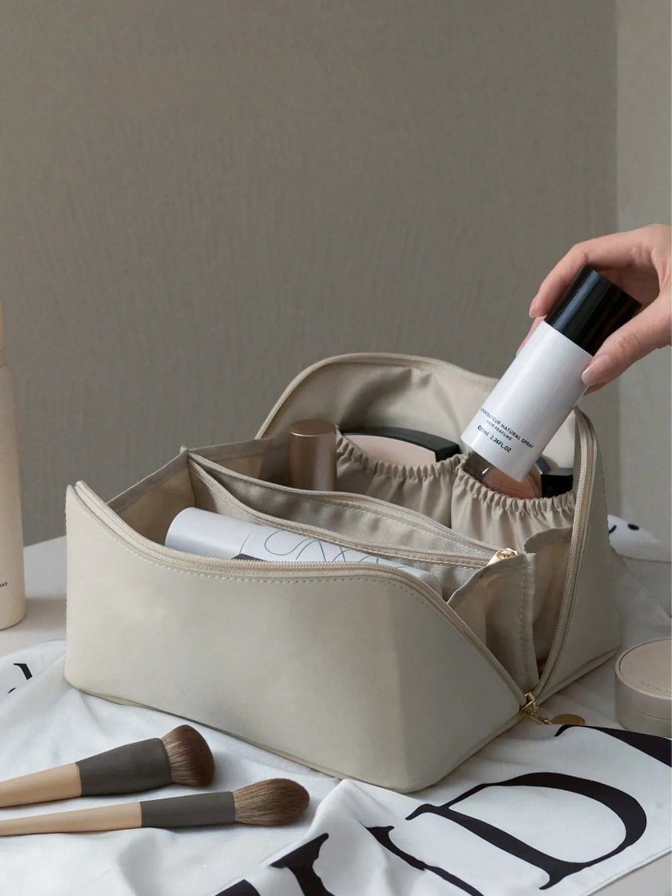 

Plain Multi-Layer Cosmetic Bag , Travel Essentials